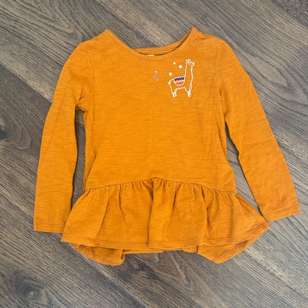 Old Navy Orange Long Sleeve Kids Tee with Peplum